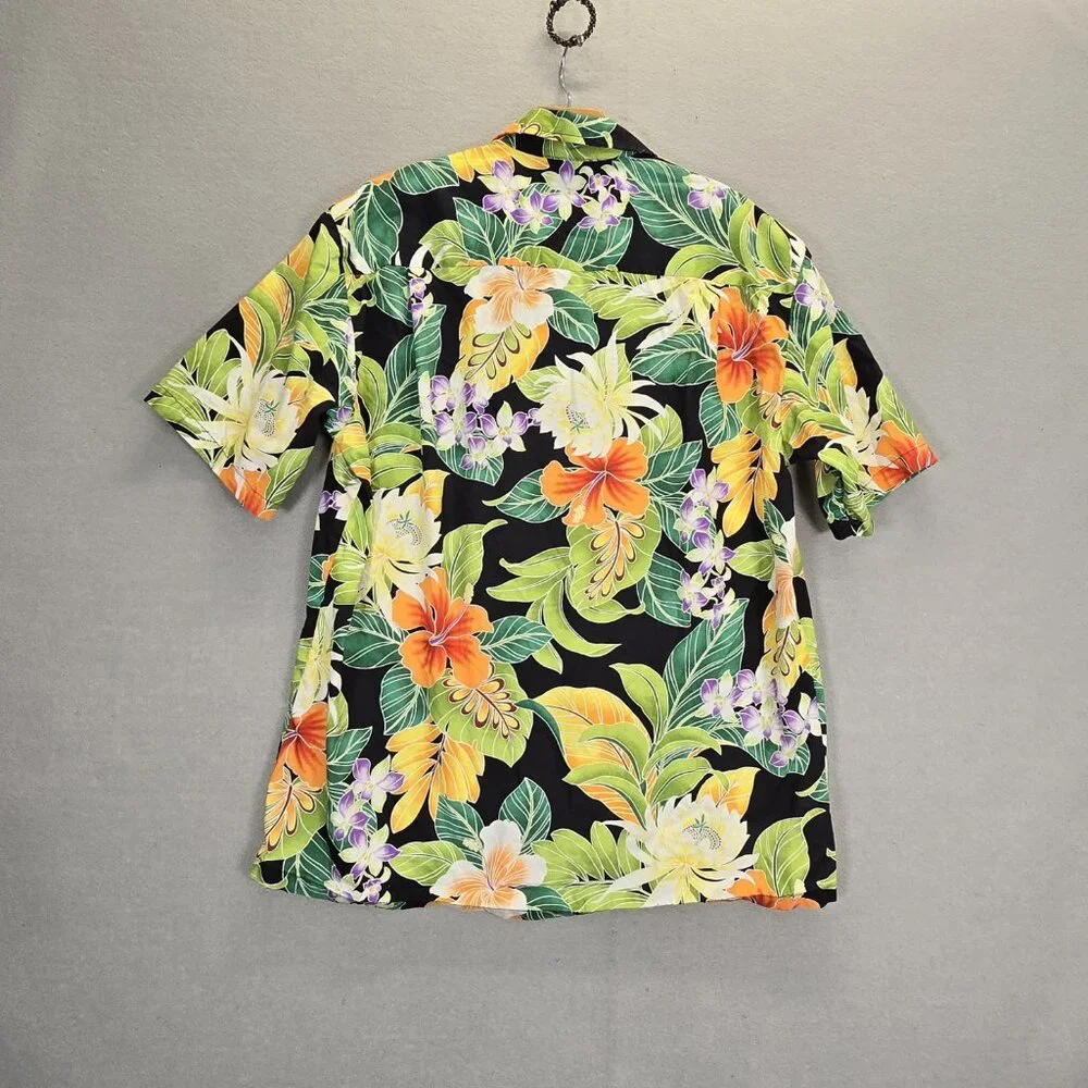 Pacific Legend Shirt Hawaiian Tropical Flowers Leaf Men's L Vintage